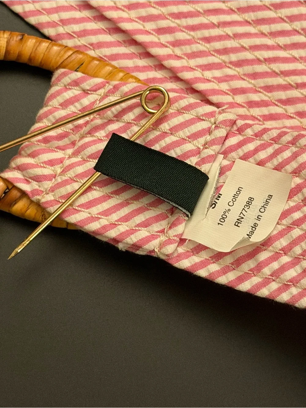 JCrew Striped Pink Canvas Belt with Woven Tan Buckle - Picture 5 of 6